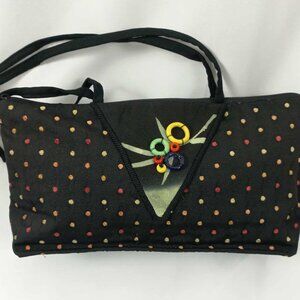Black polka-dot embellished shoulder bag